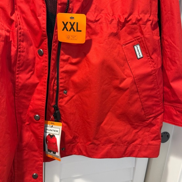 Hunter Red Water Resistant Cotton Smock Jacket XXL Hooded Raincoat - Picture 16 of 16